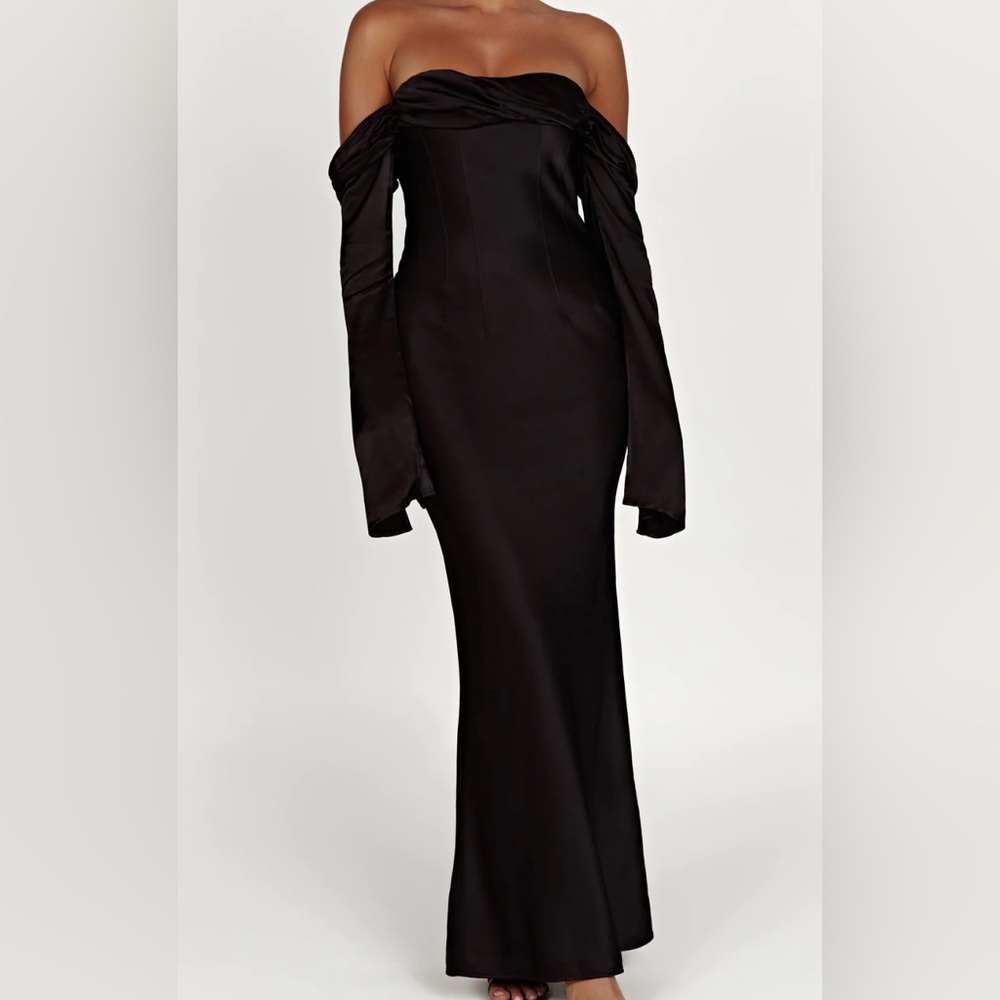 Meshki off shoulder maxi dress black